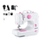 12 Stitch Mini Sewing Machine Portable Beginner Kit LED Light White Pink