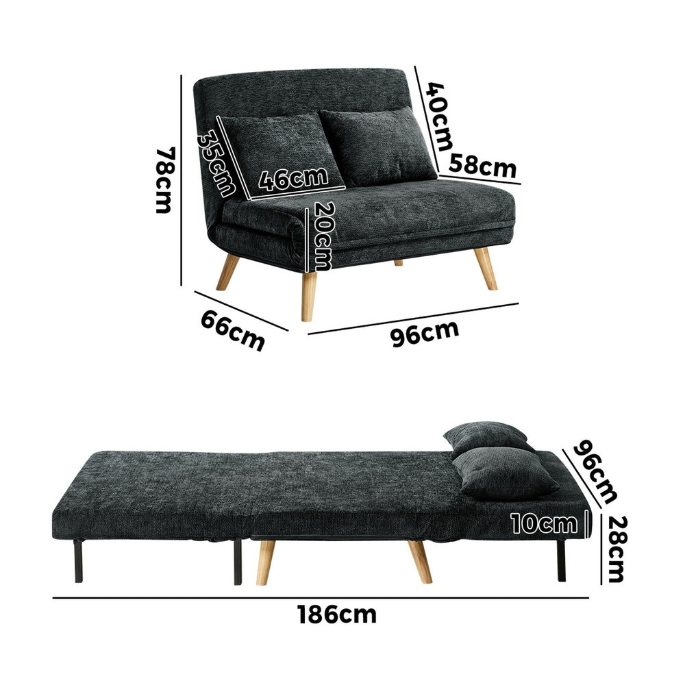 Sofa Bed Chair Chenille Recliner Love Sofa Double Charcoal