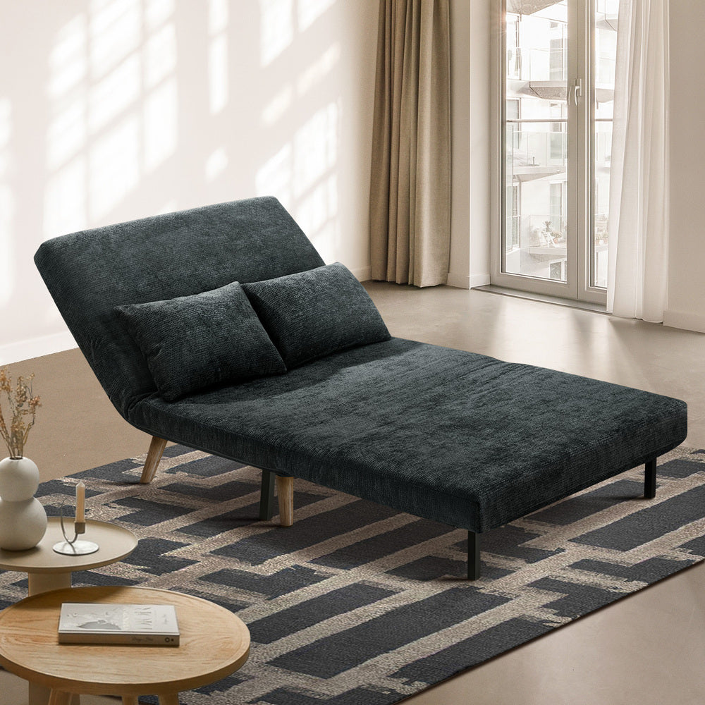 Sofa Bed Chair Chenille Recliner Love Sofa Double Charcoal