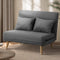 Oikiture Double Sofa Bed Grey Linen Fabric Adjustable Backrest Lounge