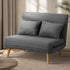 Lounge Sofa Bed Linen Fabric Double Seat Grey