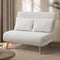 Oikiture Double Sofa Bed White Sherpa Fabric Adjustable Backrest Lounge