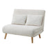 Lounge Sofa Bed Sherpa Fabric Double Seat White