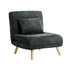 Sofa Bed Chair Chenille Recliner Wooden Leg Single Charcoal