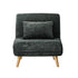 Sofa Bed Chair Chenille Recliner Wooden Leg Single Charcoal