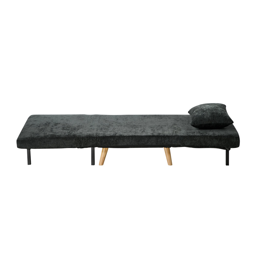 Sofa Bed Chair Chenille Recliner Wooden Leg Single Charcoal