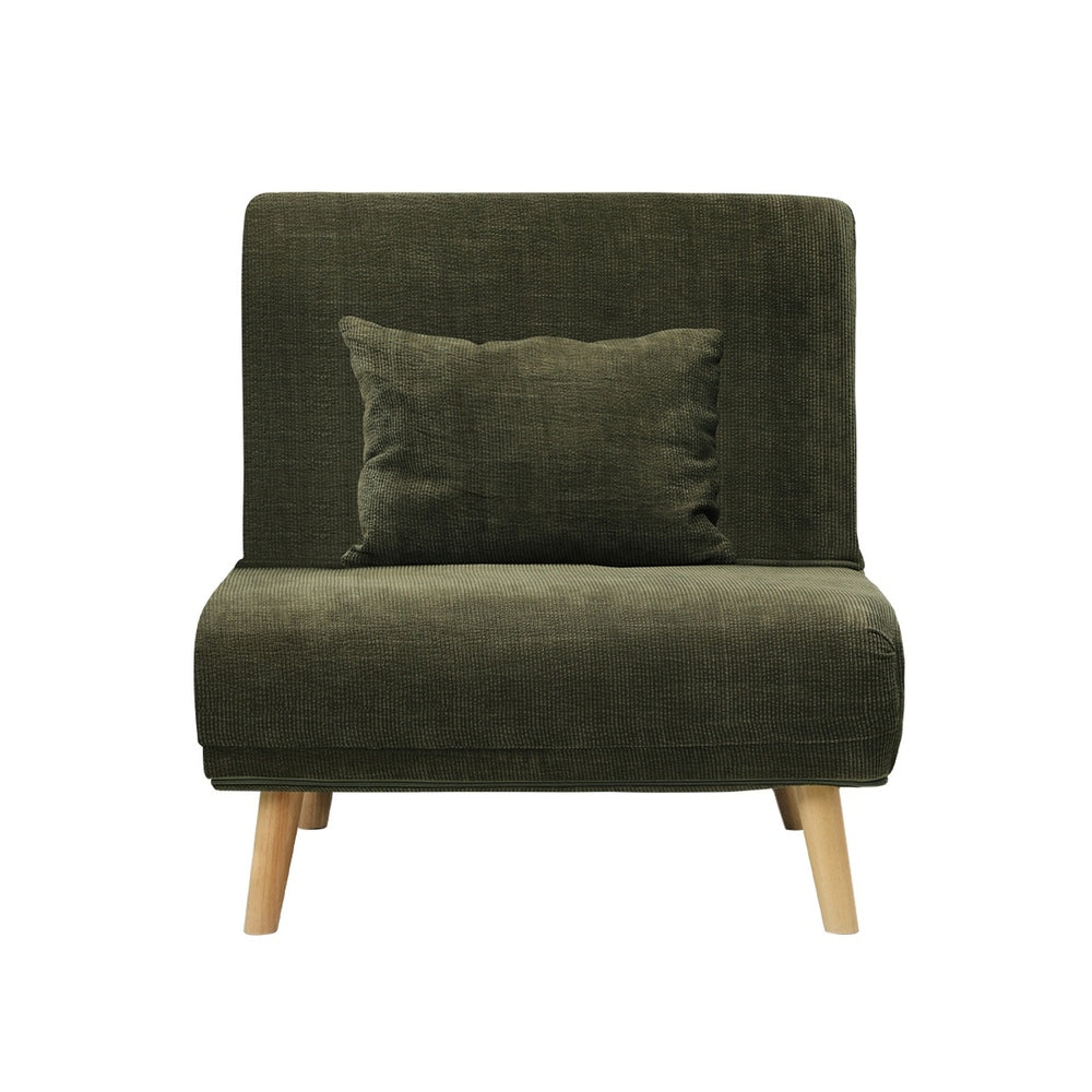 Lounge Sofa Bed Polyester Single Seat Green