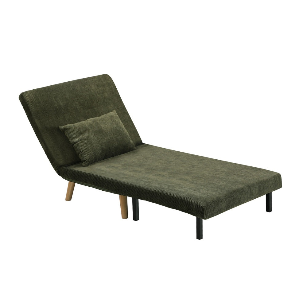 Lounge Sofa Bed Polyester Single Seat Green