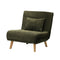 Oikiture Single Lounge Sofa Bed – Green Velvet‑Feel Chair with 5‑Step Adjustable Backrest
