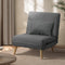 Oikiture Single Sofa Bed Grey Linen Fabric Adjustable Backrest Lounge Chair