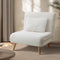 Single Sofa Bed White Sherpa Fabric Adjustable Backrest Lounge
