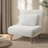 Lounge Sofa Bed Sherpa Fabric Single Seat White