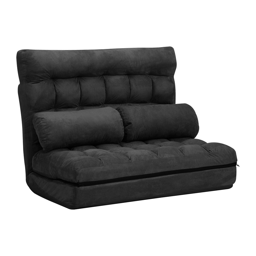 Lounge Sofa Bed Floor Recliner 2 seater Folding Charcoal