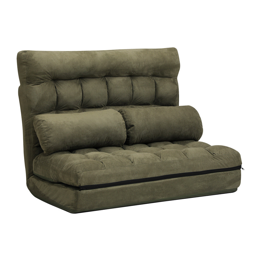 Lounge Sofa Bed Floor Recliner 2 seater Folding Green