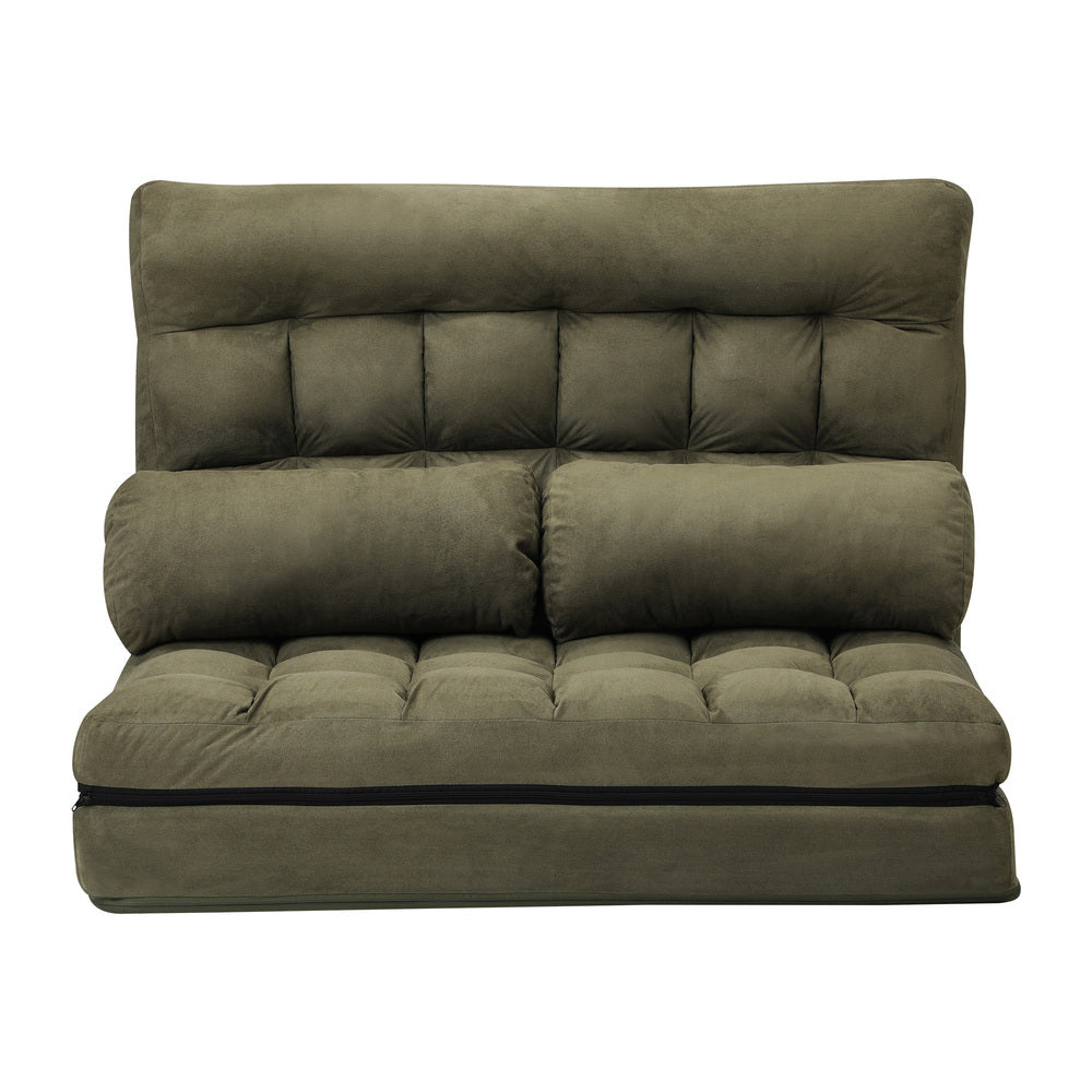 Lounge Sofa Bed Floor Recliner 2 seater Folding Green