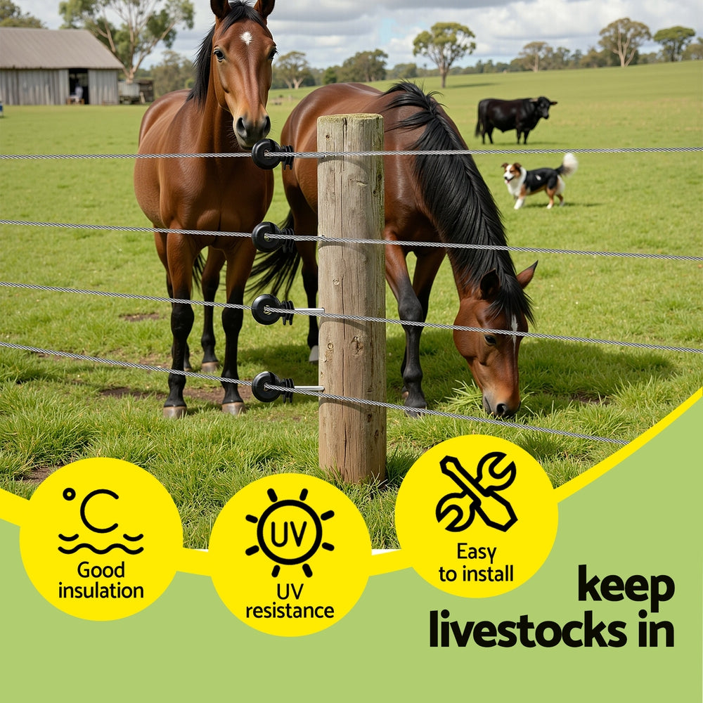 Electric Fence Ring Insulators 100pcs Stand off Screw in Insulator Black