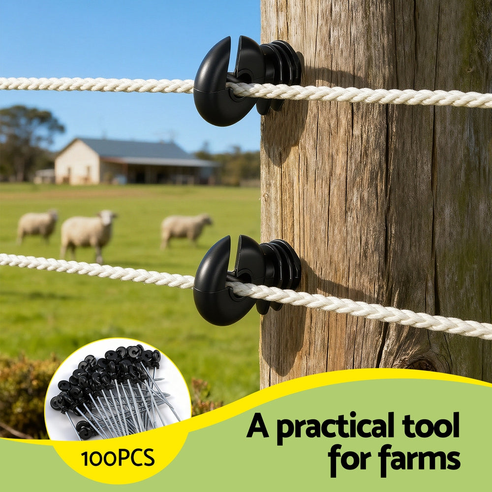 Electric Fence Ring Insulators 100pcs Stand off Screw in Insulator Black