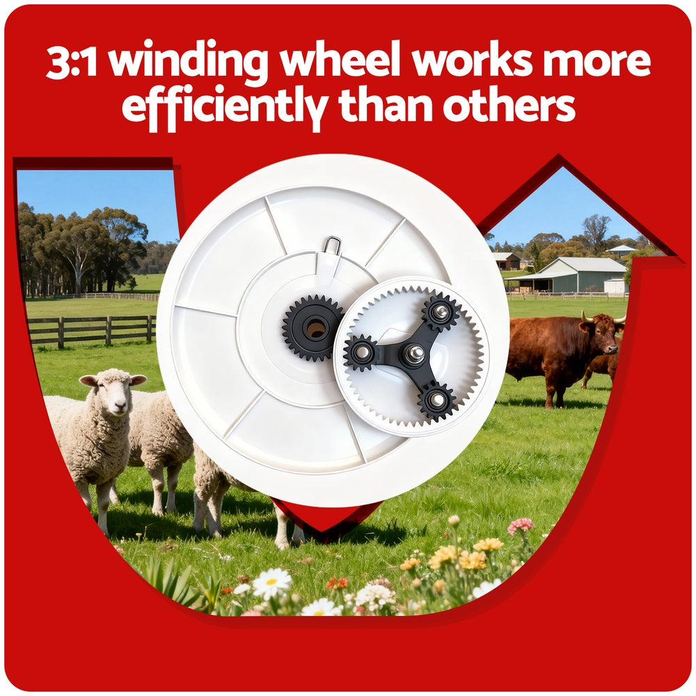 Electric Fence Reel Geared Portable Polywire Fencing Farm White