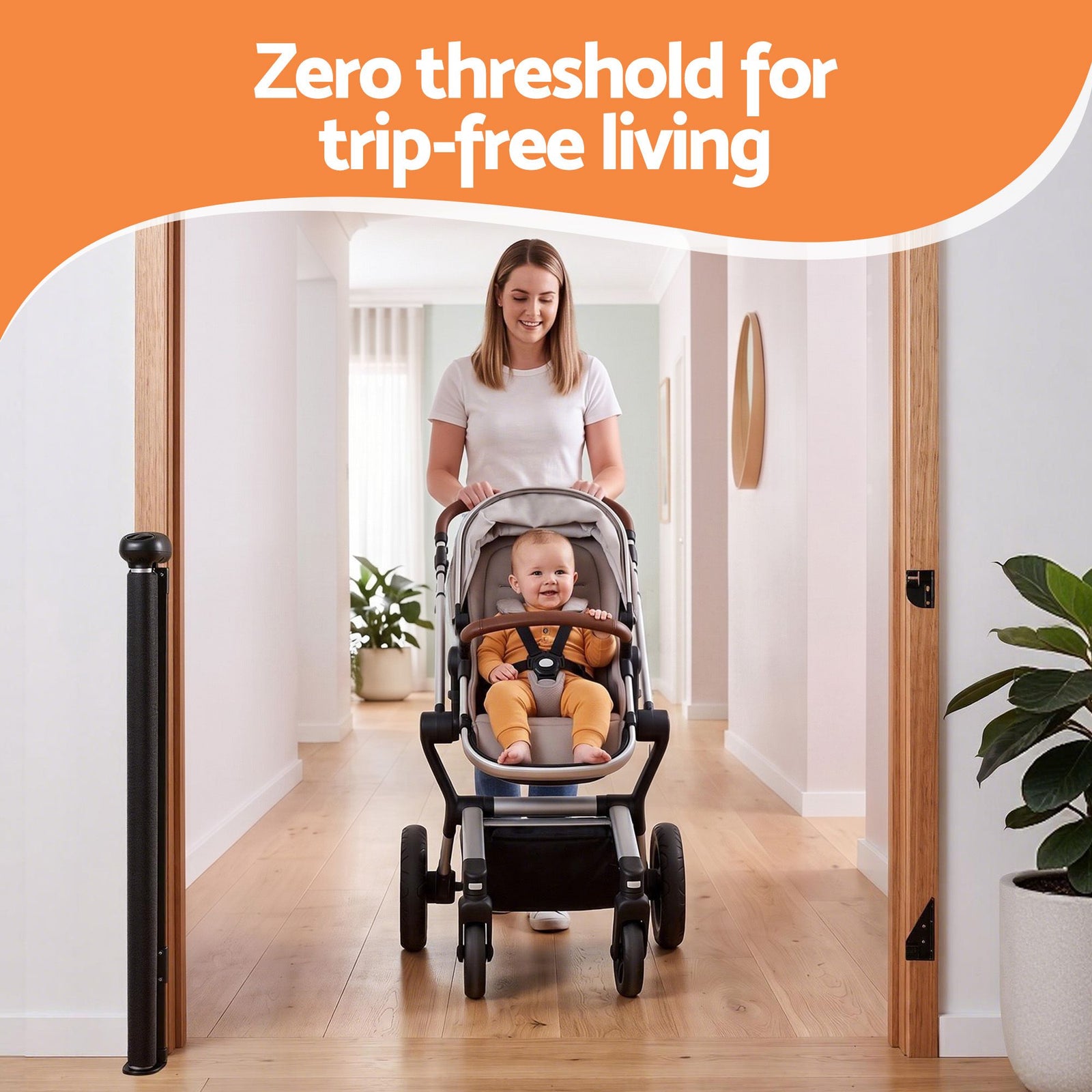Keezi Retractable Gate Baby Gate Pet Safety Fence Extends up to 140cm Black