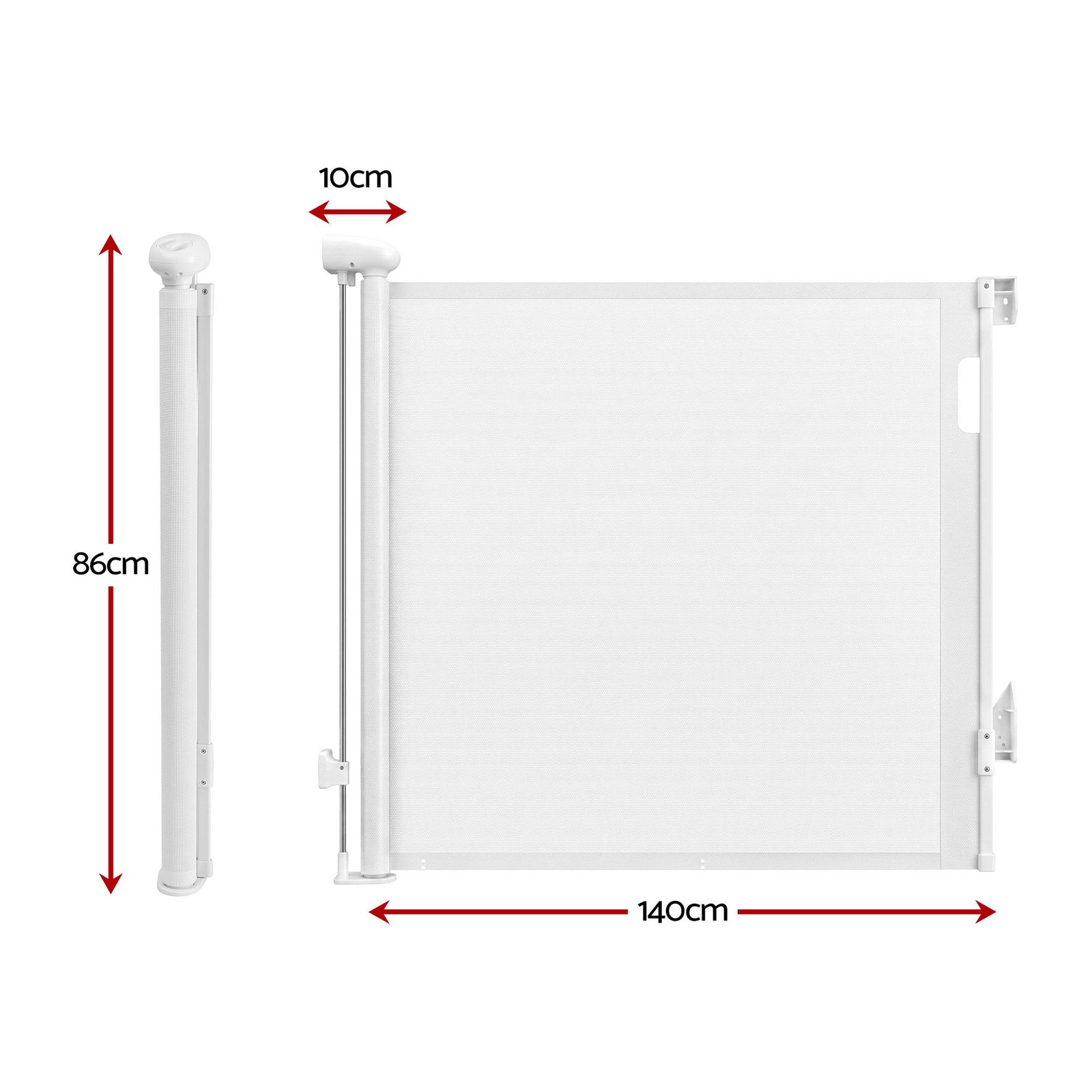 Retractable Gate Baby Gate Pet Safety Fence Extends up to 140cm White