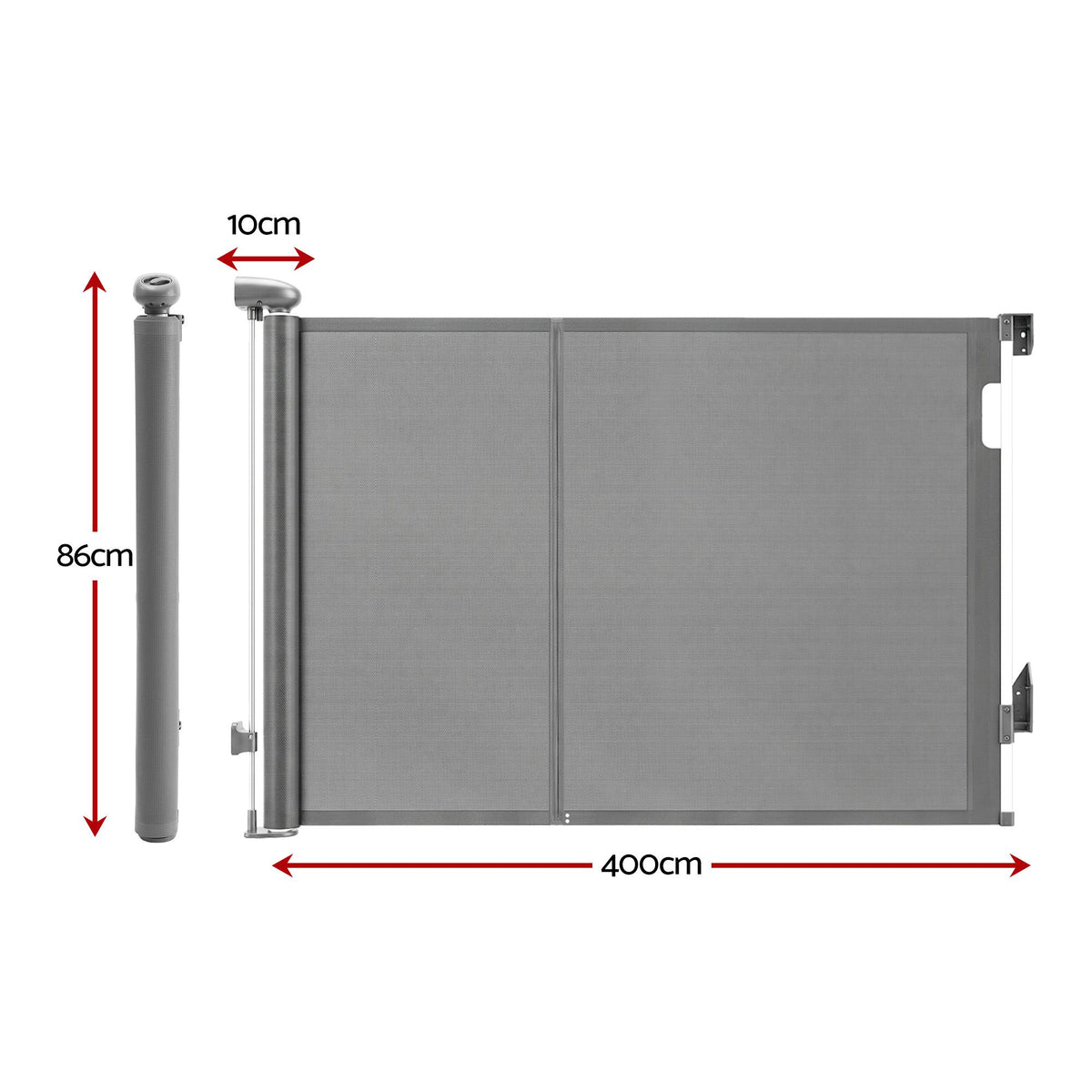 Retractable Baby Gate & Pet Safety Fence, Extends to 400cm, Grey Colour
