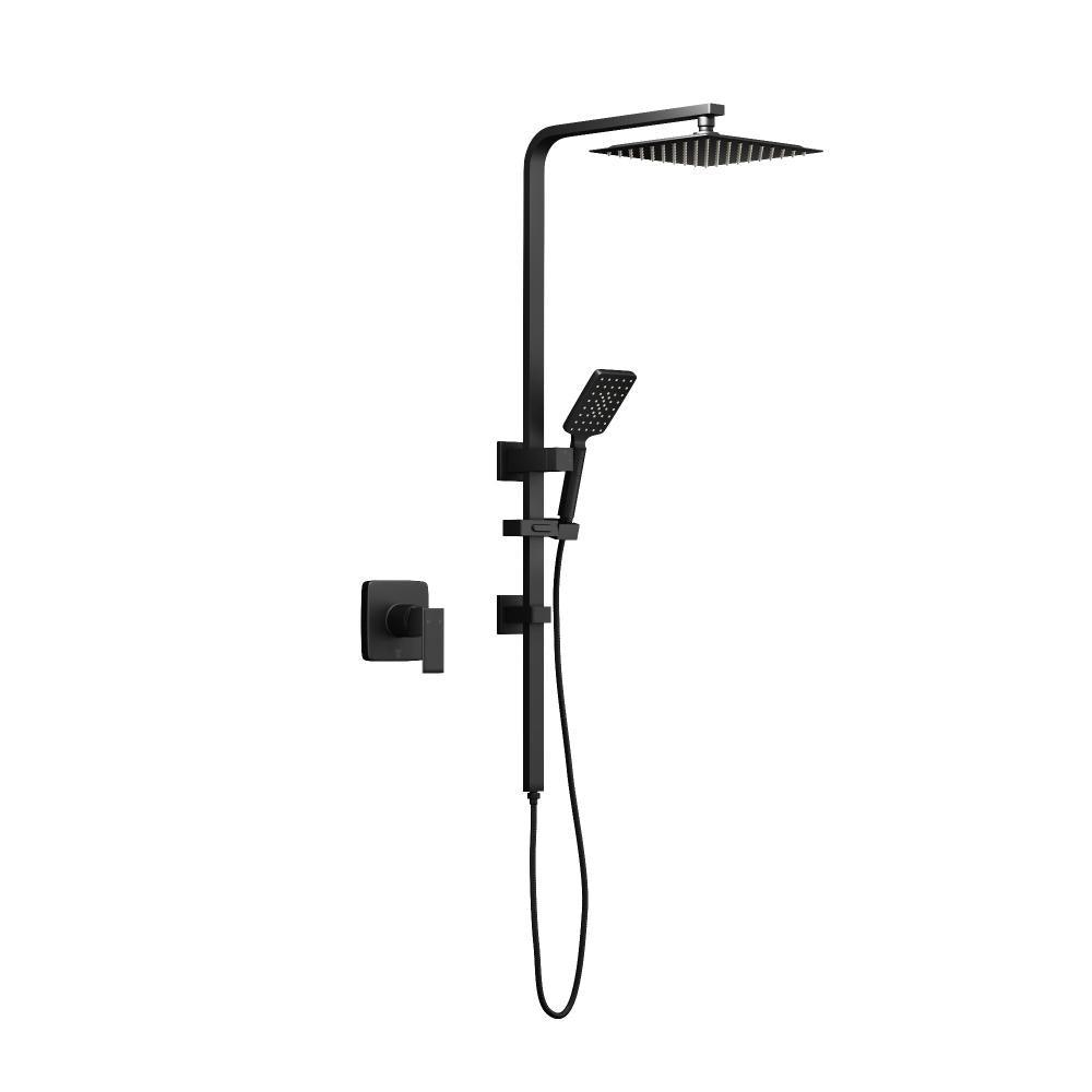 10" Rain Shower Head Set with Shower Mixer Square Black