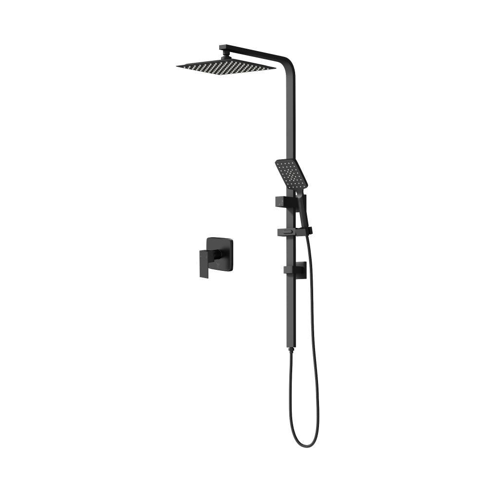 10" Rain Shower Head Set with Shower Mixer Square Black