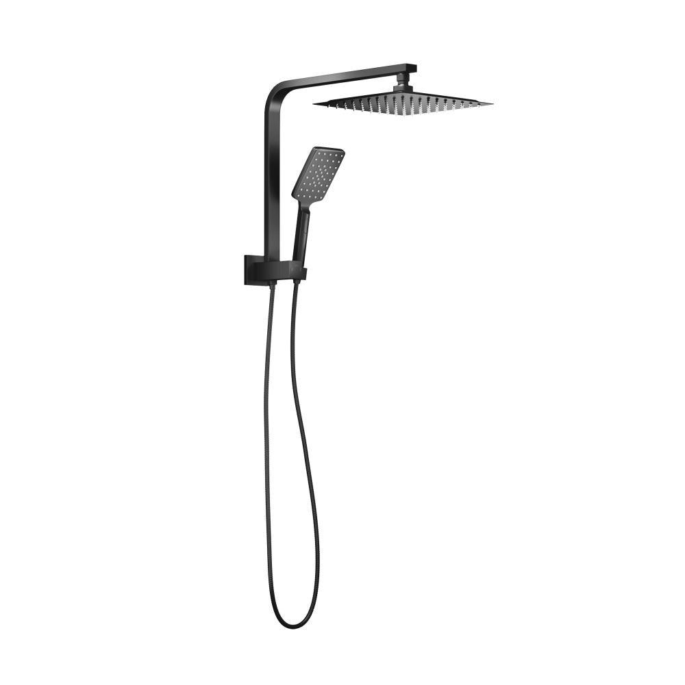 10" Rain Shower Head Set Square 3-Mode Gooseneck Black