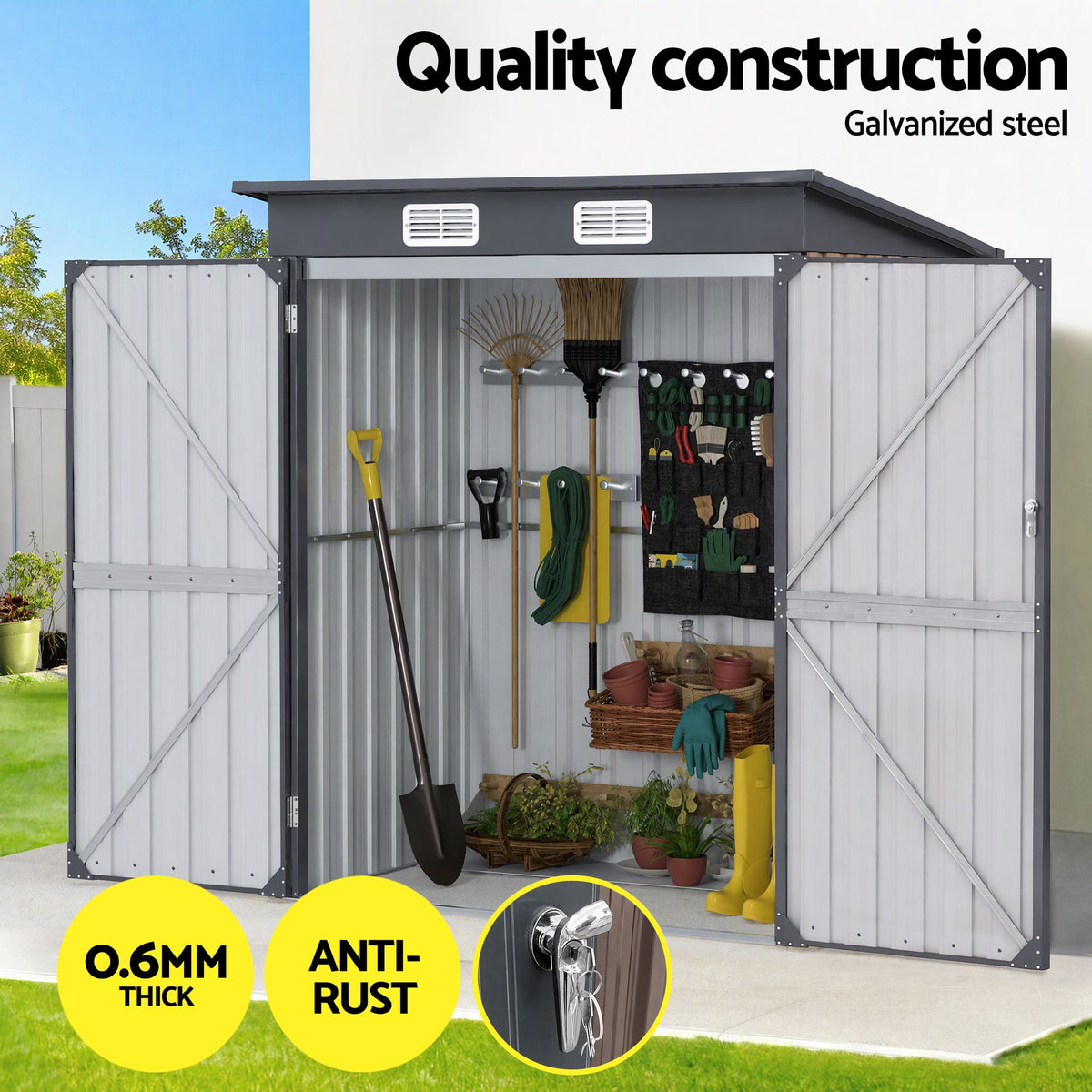 Giantz Garden Shed 1.62x1M Outdoor Storage Tool Workshop House Shelter Brown