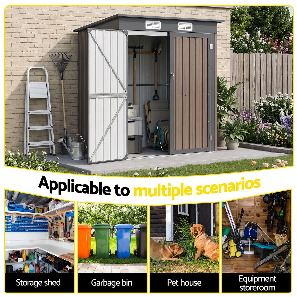 Giantz Garden Shed 1.62x1M Outdoor Storage Tool Workshop House Shelter Brown