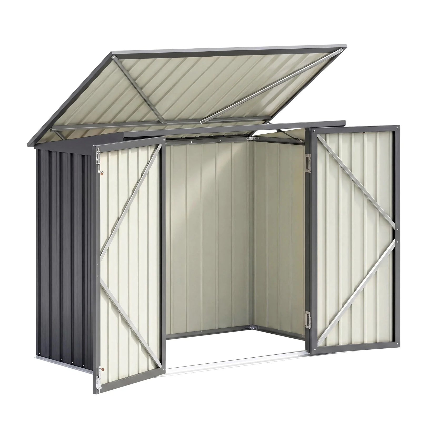 Outdoor Bin Storage Shed – Fits 2×240L Bins, Galvanised Steel, Grey
