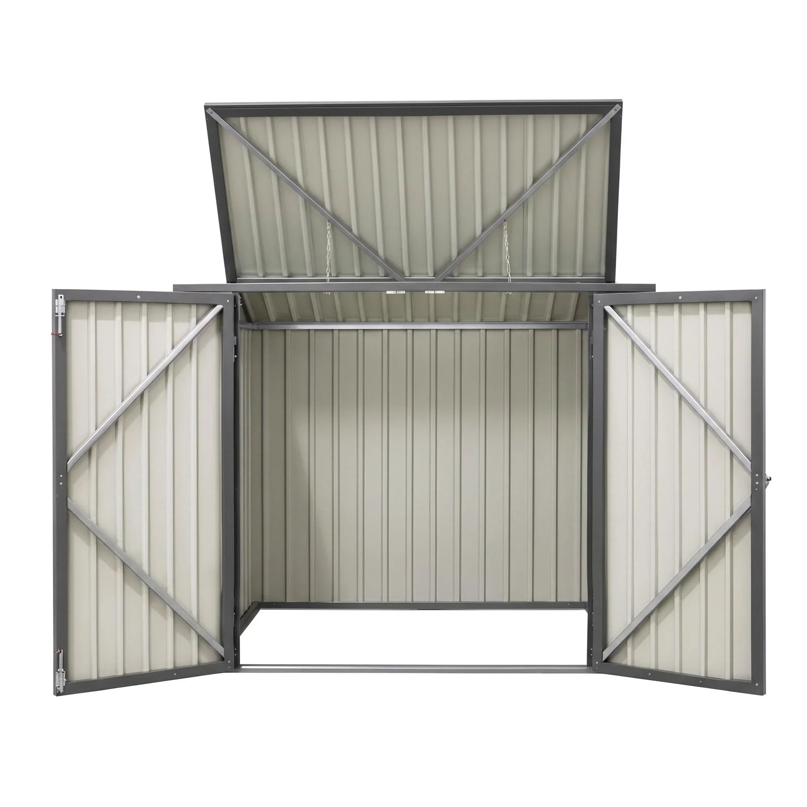 Outdoor Bin Storage Shed – Fits 2×240L Bins, Galvanised Steel, Grey