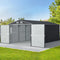 Garden Shed 300×538cm – Galvanized Steel, Lockable Door, Vented, Grey