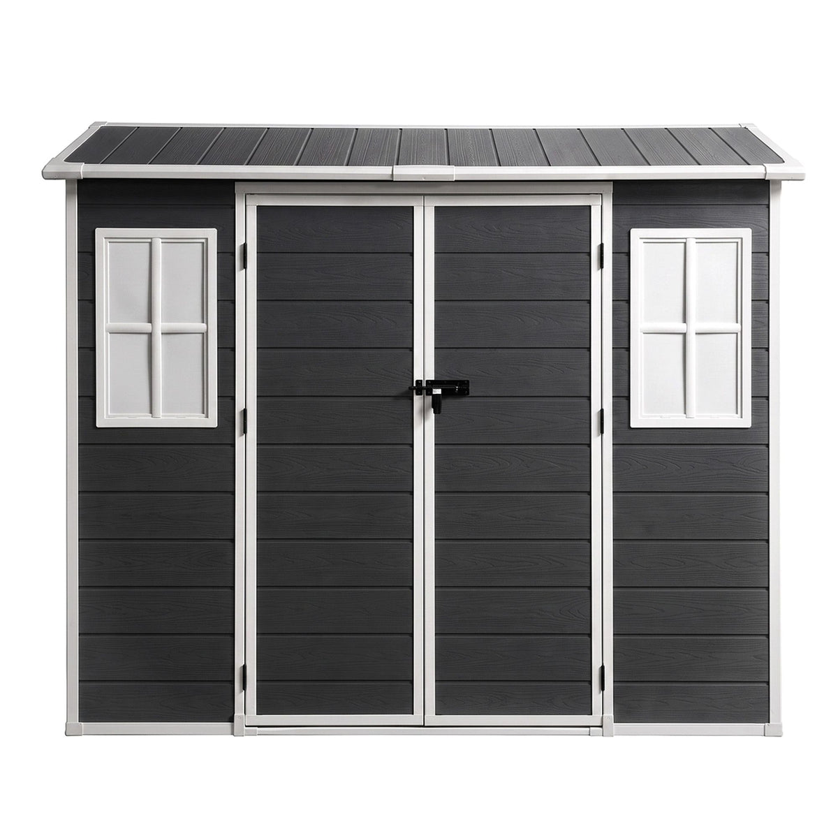 Garden Shed Resin Outdoor Storage Box 2.44x1.31M Tool Shed Backyard Black