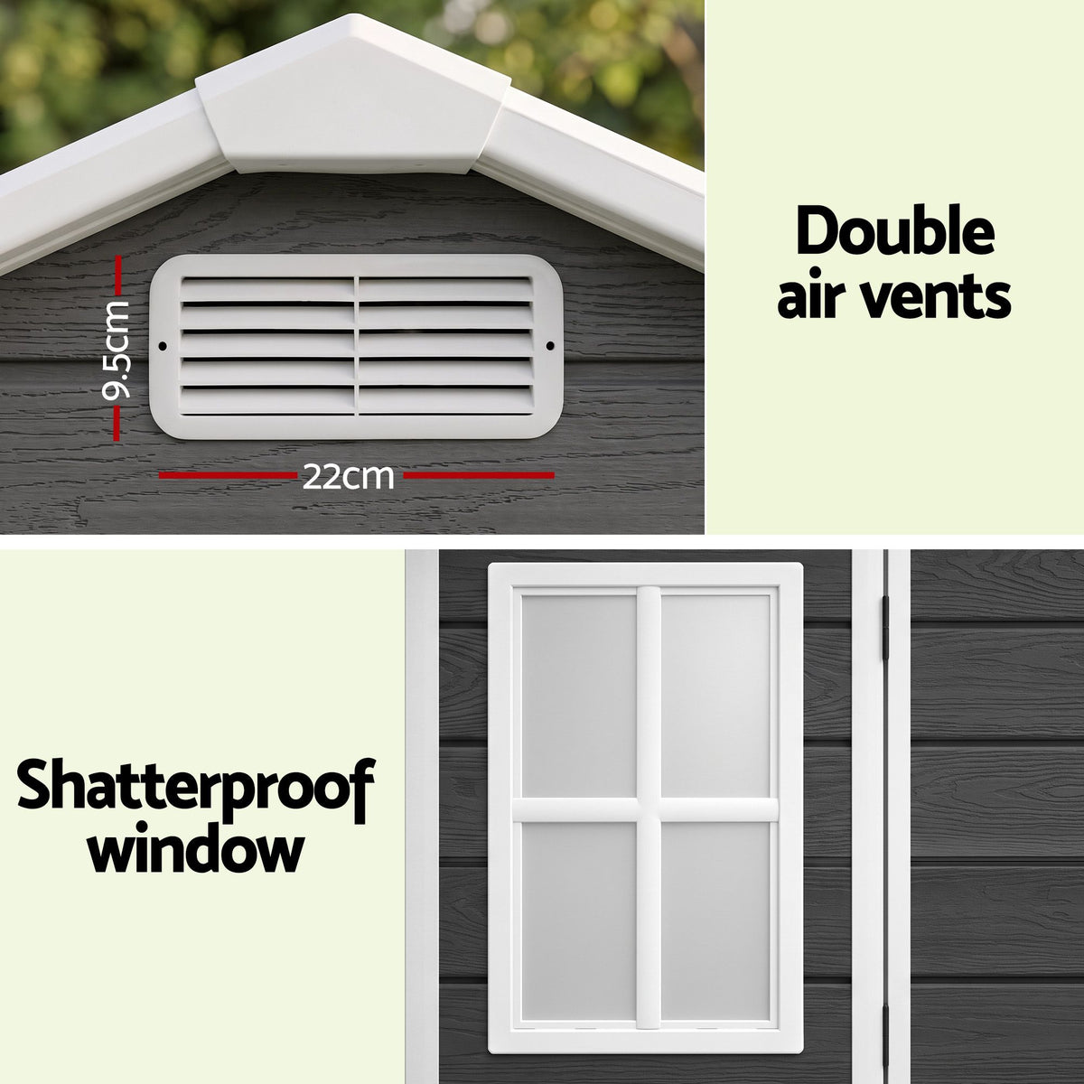 Garden Shed Resin Outdoor Storage Box 2.44x1.31M Tool Shed Backyard Black