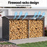 Firewood Storage Shed 334.5CM x 92CM Outdoor Log Rack Galvanised Steel Wood Holder