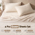 Giselle Queen Sheet Set 150 GSM Anti-pilling Micro Flannel, Fast Drying Lightweight 4 Piece, 40CM Deep Pocket Fits Thick Mattress, Cream White