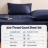 Giselle King 500TC Cotton 4Pcs Sheet Set with 40cm Extra Deep Pocket for Thick Mattresses Sateen Weave for Sweaty Nights Navy Blue