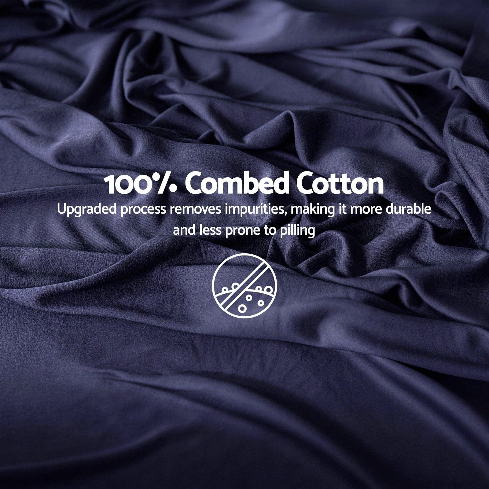 Giselle Kingsingle 500TC Cotton 4Pcs Sheet Set with 40cm Extra Deep Pocket for Thick Mattresses Sateen Weave for Sweaty Nights Navy Blue