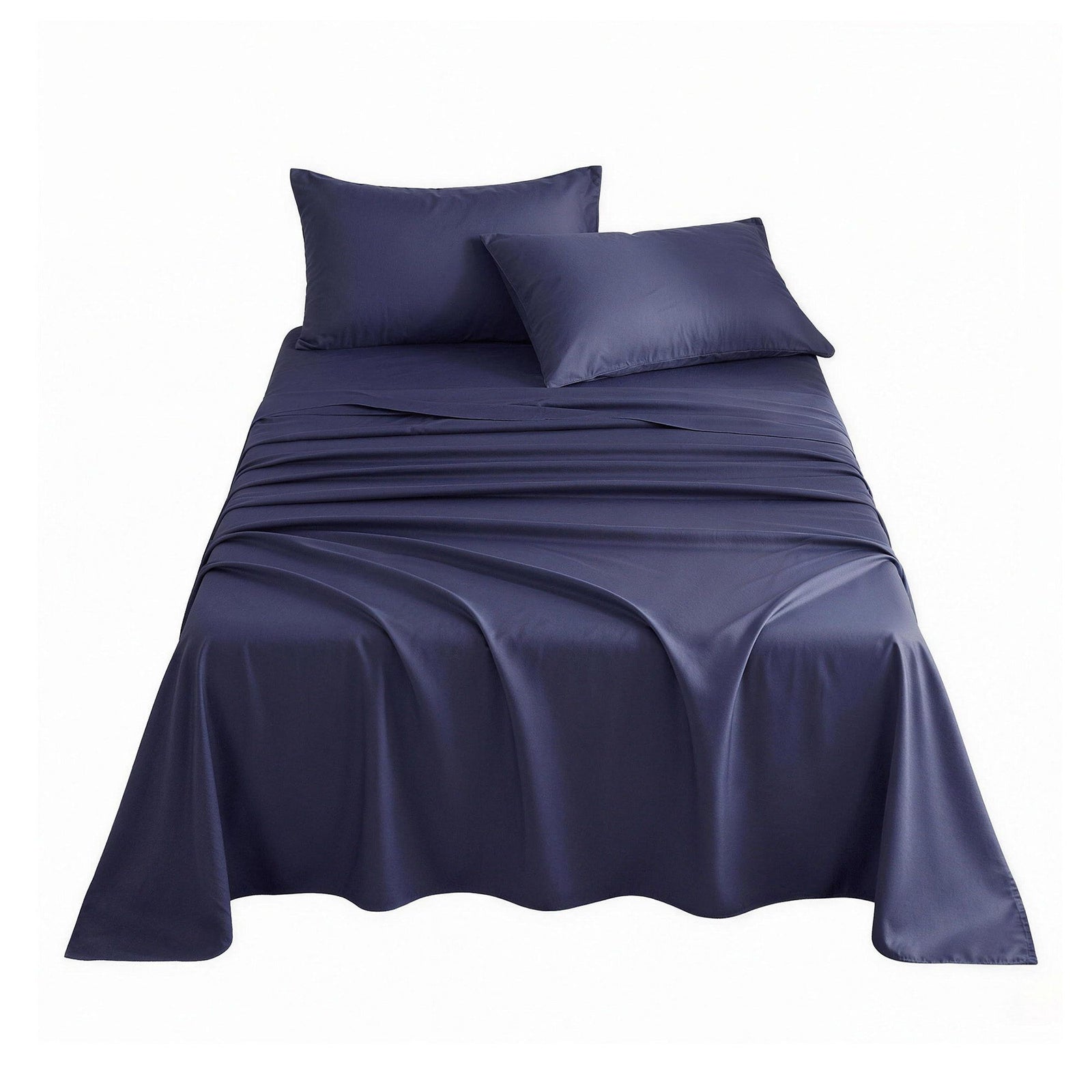 Giselle Single 500TC Cotton 4Pcs Sheet Set with 40cm Extra Deep Pocket for Thick Mattresses Sateen Weave for Sweaty Nights Navy Blue
