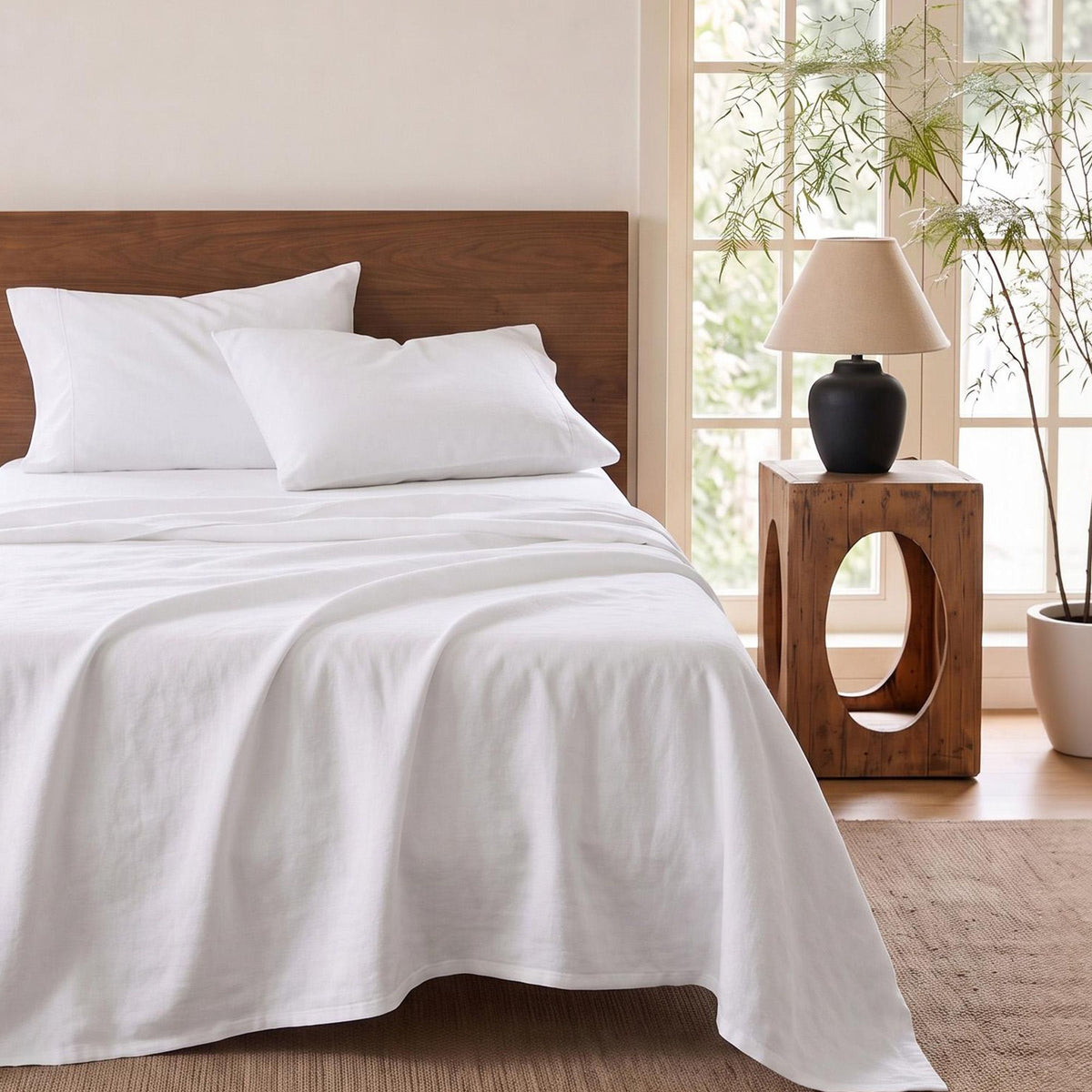 Single 500TC Cotton 4Pcs Sheet Set 40cm Deep Pocket White Bundle