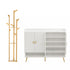 2‑Piece Entryway Set – 5‑Tier Shoe Cabinet & Bamboo Coat Rack, White/Pine