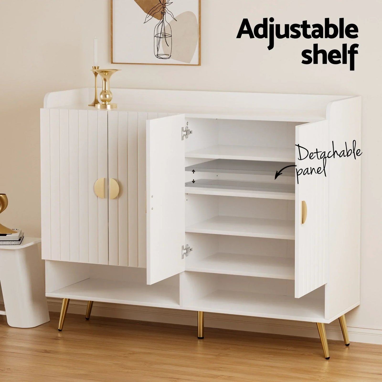 2‑Piece Entryway Set – 5‑Tier Shoe Cabinet & Bamboo Coat Rack, White/Pine