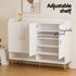 2‑Piece Entryway Set – 5‑Tier Shoe Cabinet & Bamboo Coat Rack, White/Pine