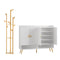 2‑Piece Entryway Set – 5‑Tier Shoe Cabinet & Bamboo Coat Rack, White/Pine