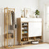 Artiss Shoe Rack Cabinet Wooden & Bamboo Clothes Rack Set Storage Shelf White Pine