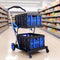 Shopping Trolley with Wheels 2 Layer w/2 Crates Foldable Trolley Blue
