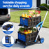 Shopping Trolley with Wheels 2 Layer w/2 Crates Foldable Trolley Blue