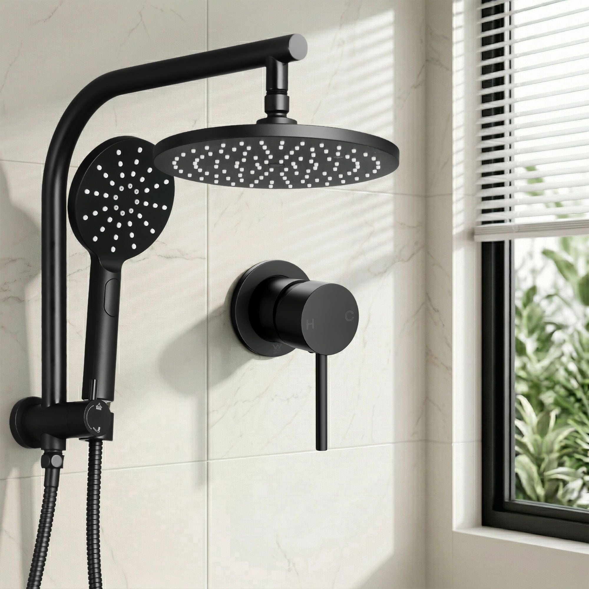 9'' Rain Shower Head Set Handheld Round High Pressure Mixer Tap Chrome