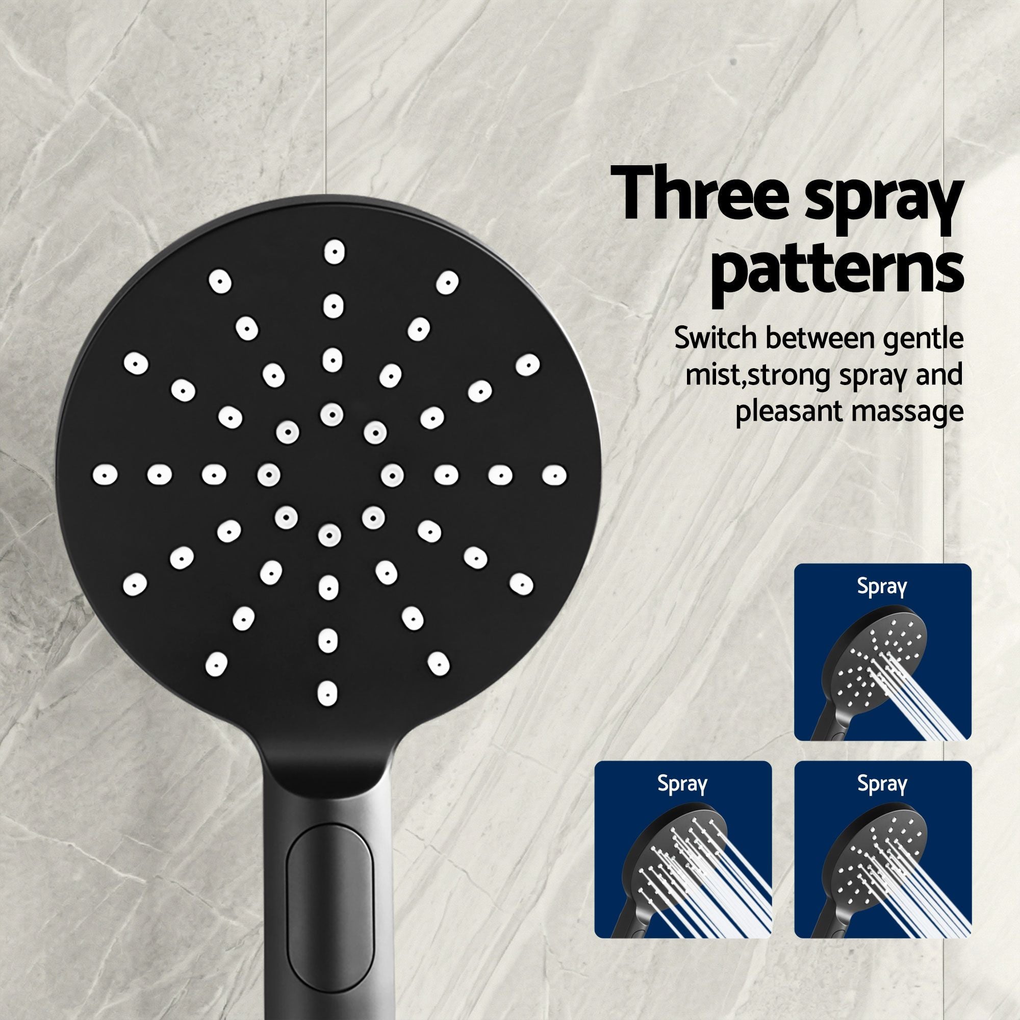 9'' Rain Shower Head Set Handheld Round High Pressure Twins Tap Chrome